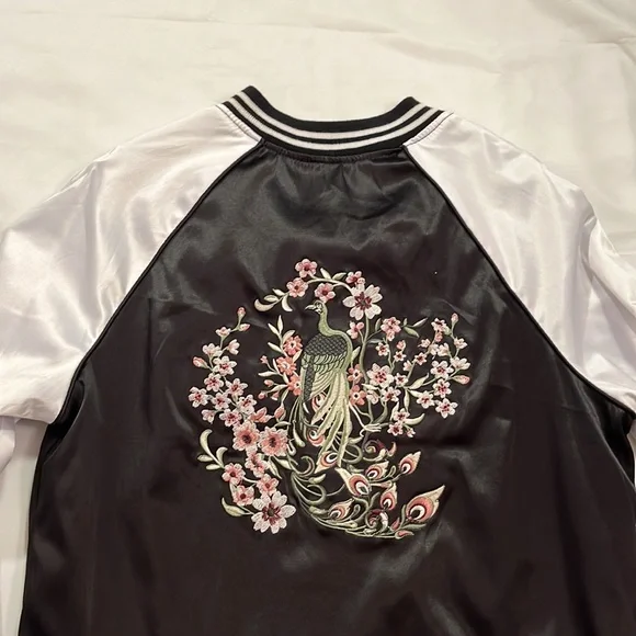 Reversible silk embroidered varsity jacket - Picture 4 of 8
